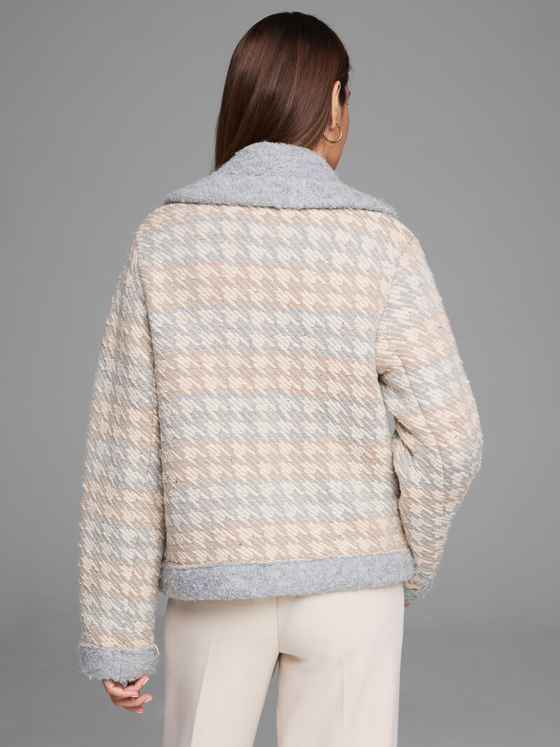 Woman Wears Houndstooth Knit Jacket image number 3