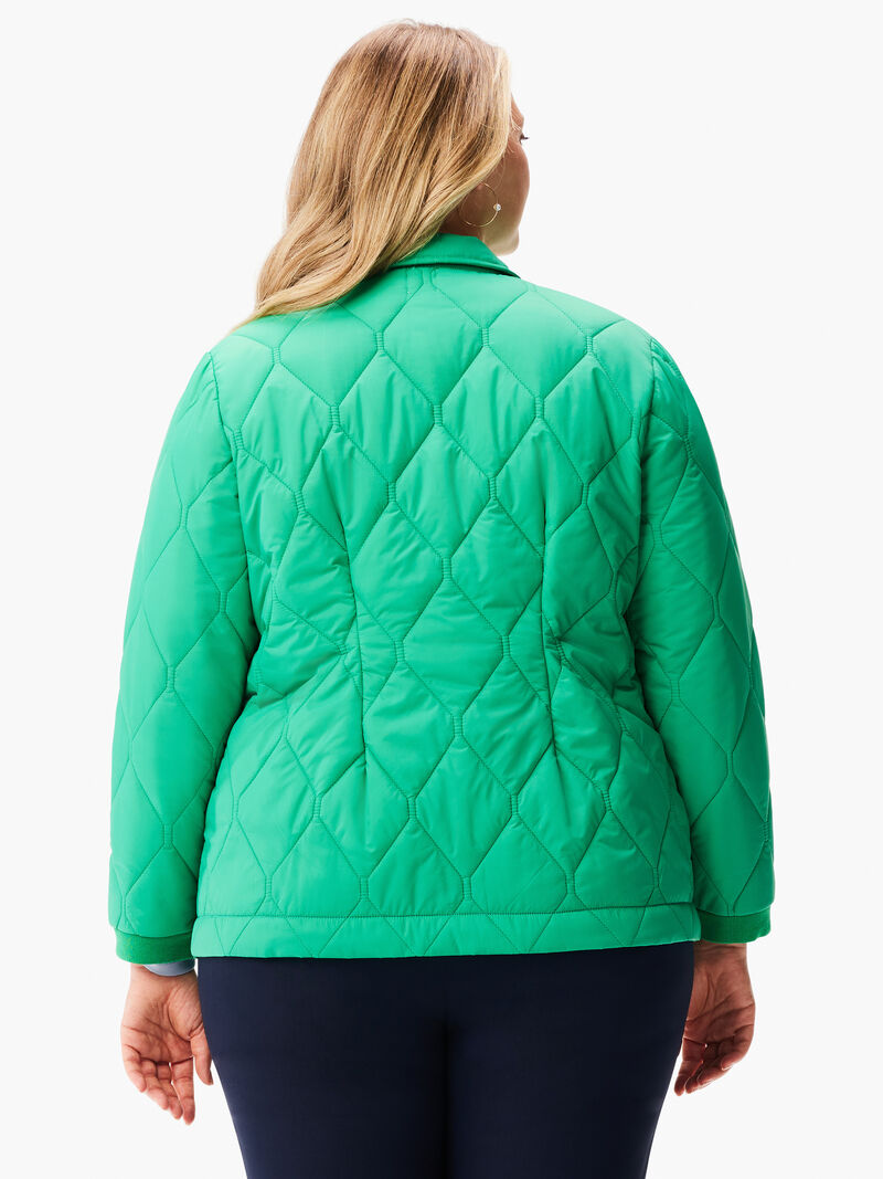 Woman Wears Knit Trim Puffer Jacket image number 2