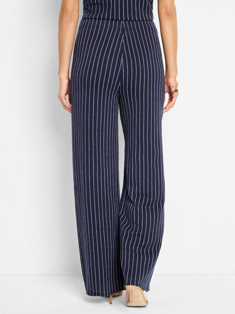 Woman Wears 30" Destination Stripe Wide-Leg Knit Pant image number 3