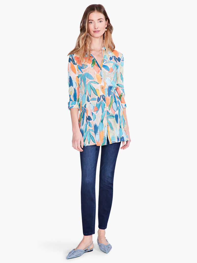 Woman Wears Citrus Grove Long Crinkle Shirt image number 3