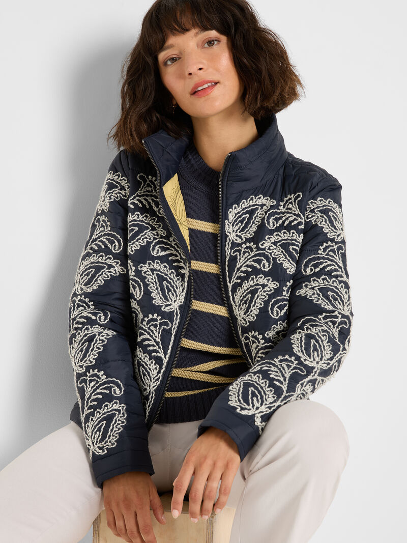 Embroidered Puffer Bomber