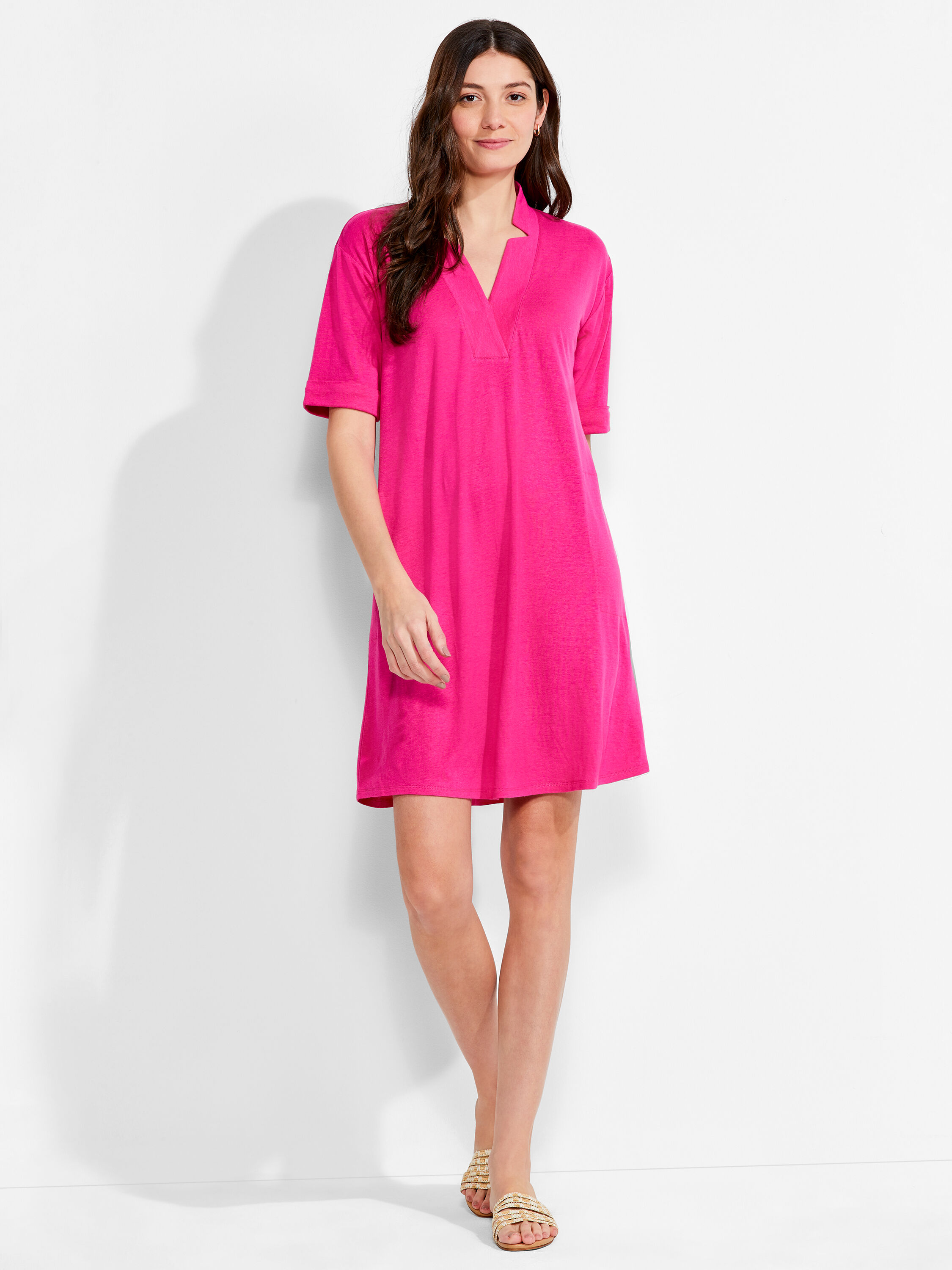 NZT Short Sleeve Notched V Dress | NIC+ZOE