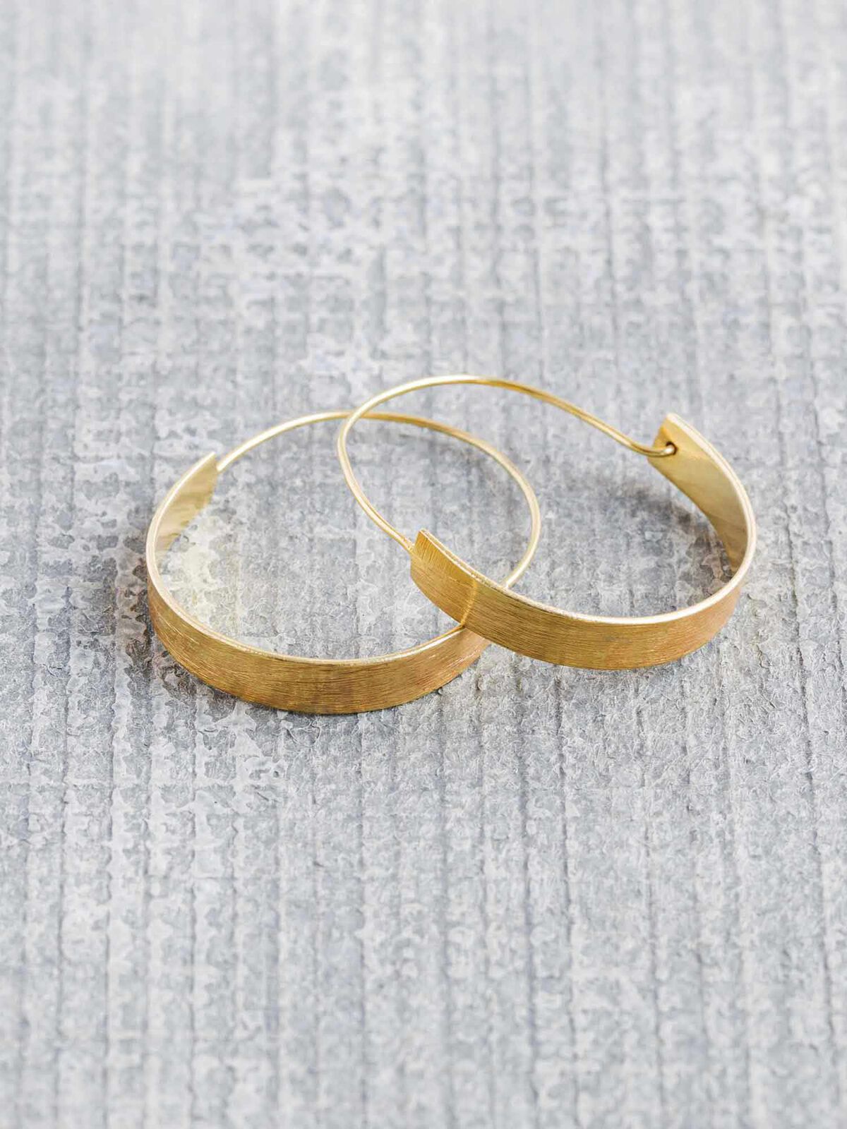 Baizaar  Brushed Brass Hoop Earring