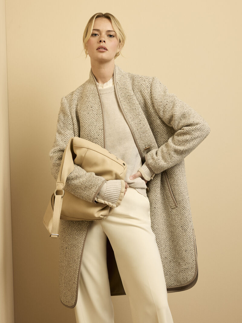 Herringbone Wool Blend Top Coat