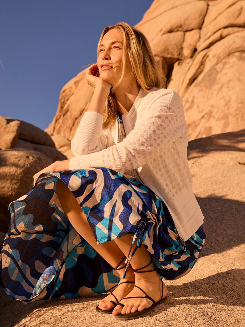Woman Wears Aqua Surf Side Ruche Skirt image number 1