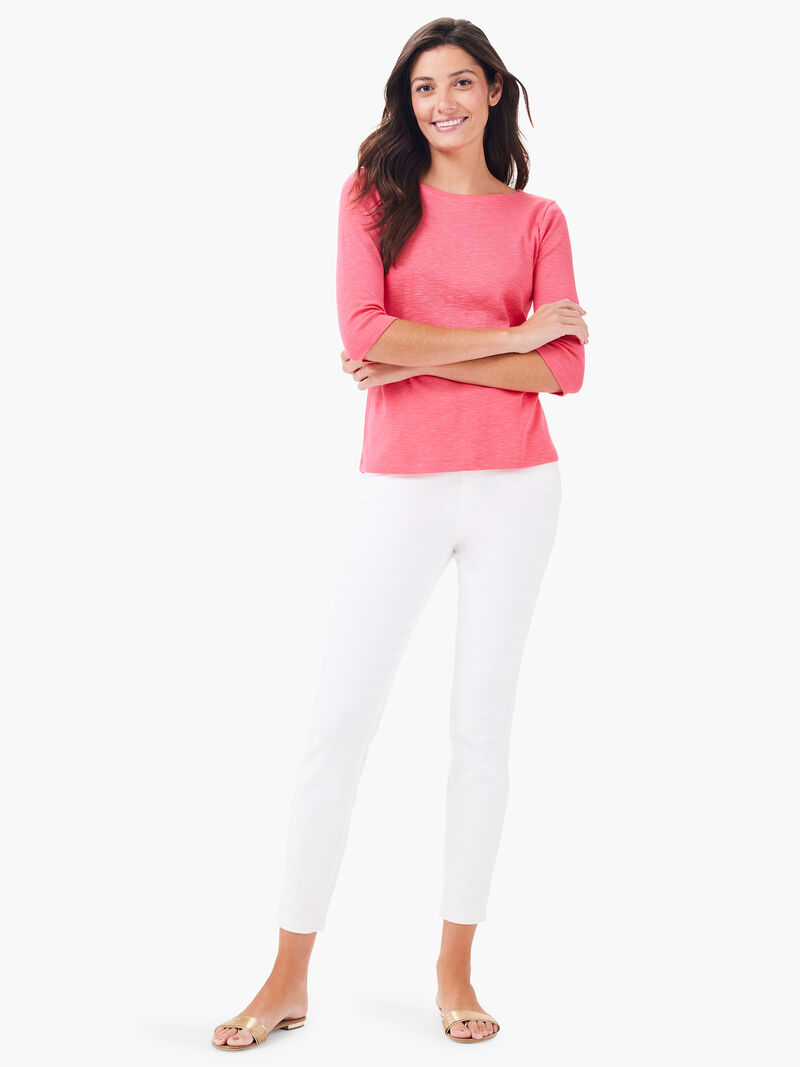 Woman Wears NZT 3/4 Sleeve Boat Tee image number 1