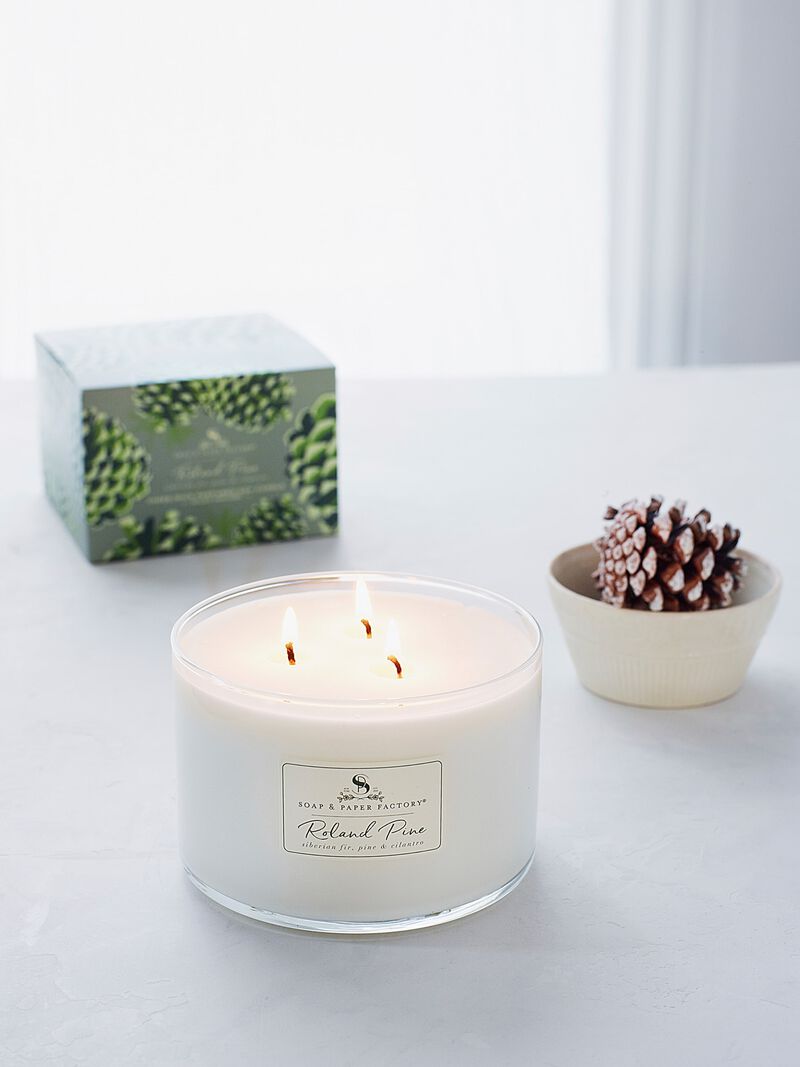 Woman Wears SP Factory - Roland Pine 18 Oz Three-Wick Soy Candle image number 0