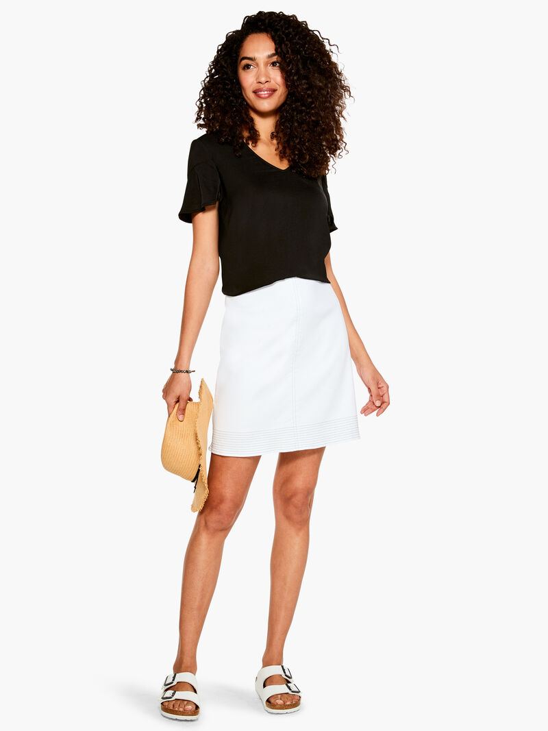 Woman Wears All Day Denim Stitched Skirt image number 3