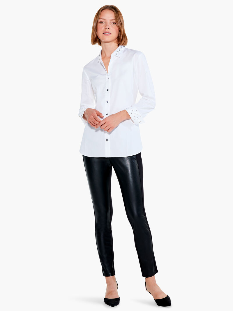 Woman Wears Vegan Leather 50/50 Legging image number 3