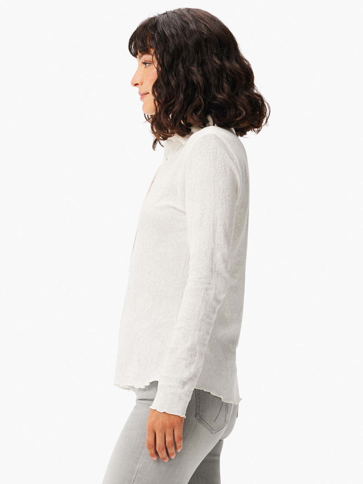 Lace Knit Collared Top