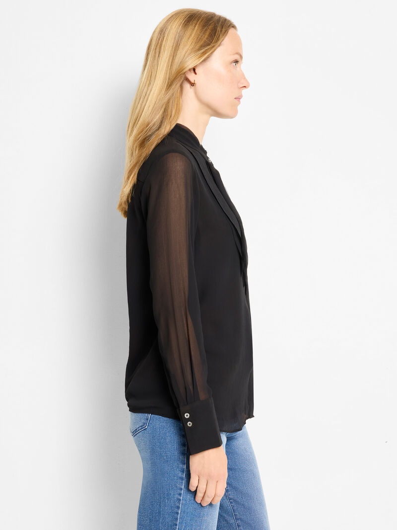 Woman Wears Falling Chiffon Long Sleeve Top image number 3