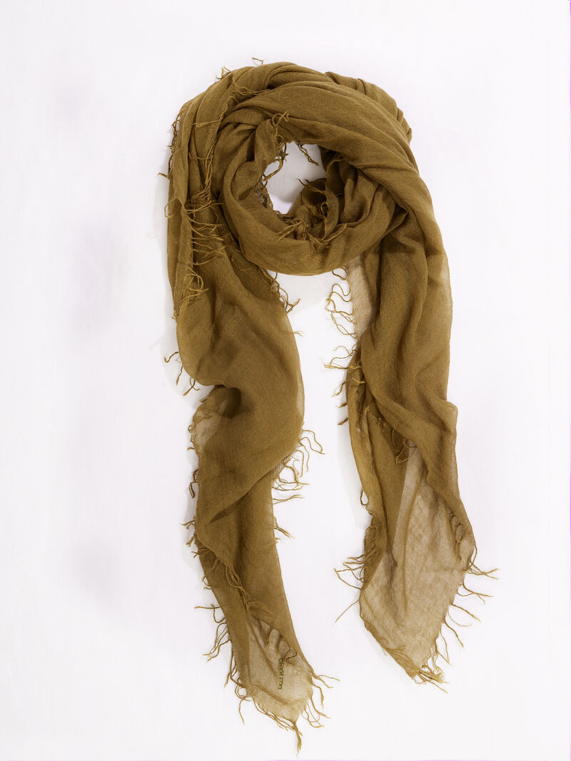 Woman Wears Chan Luu Solid Scarf With Fringe Edges image number 0