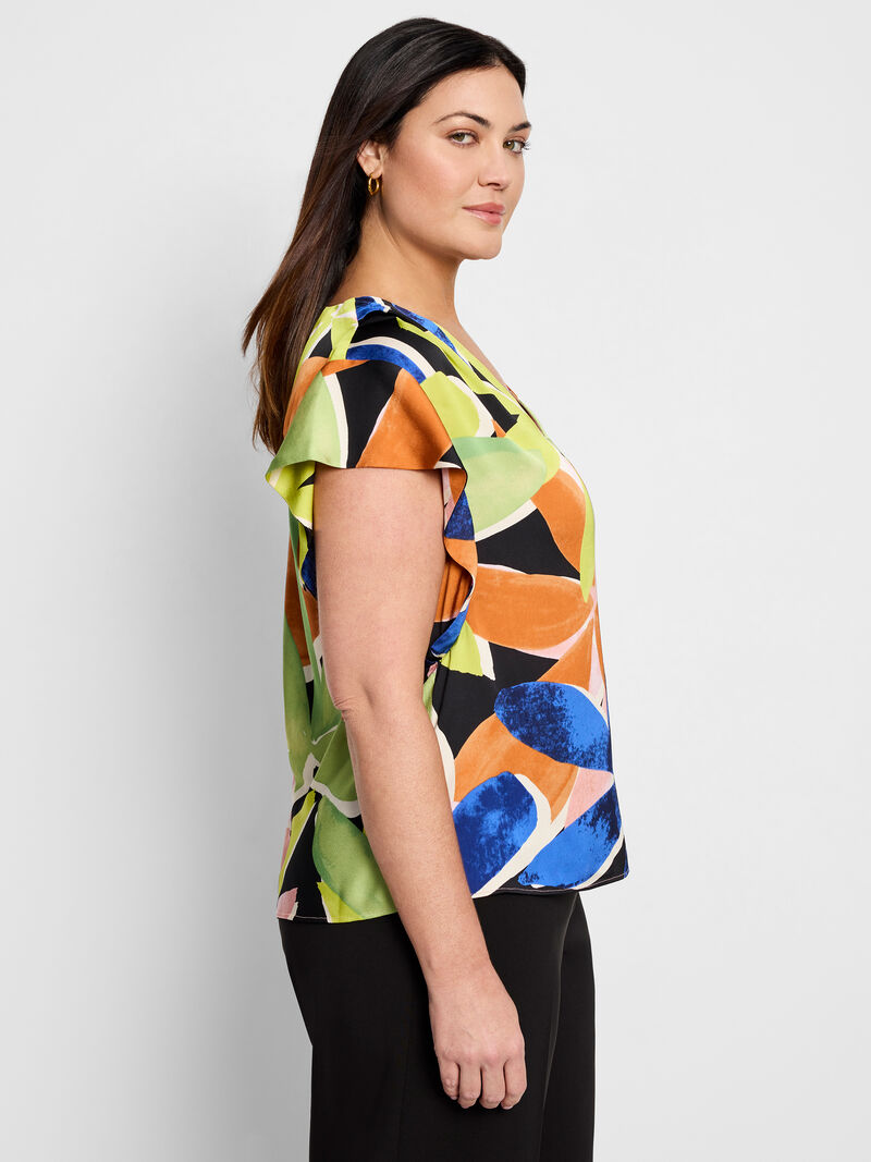 Woman Wears Mega Blooms Flutter Woven Top image number 2