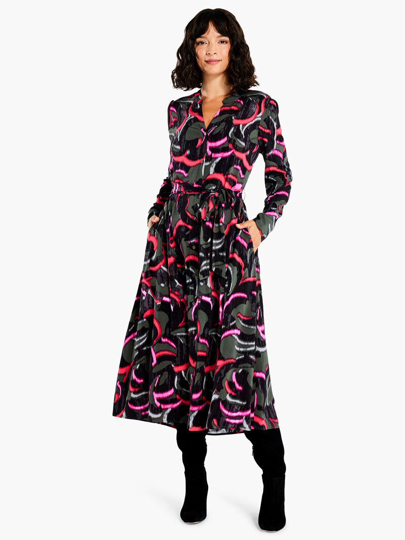 Woman Wears Neon Doodle Live In Dress image number 3