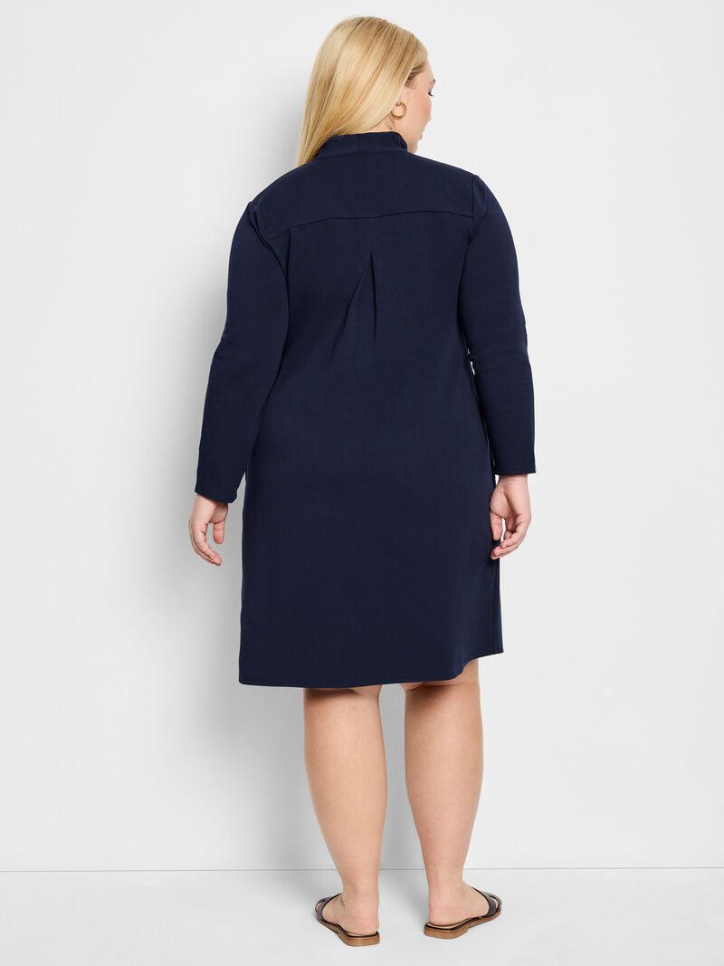 Woman Wears Ruffled Up Knit Dress image number 2