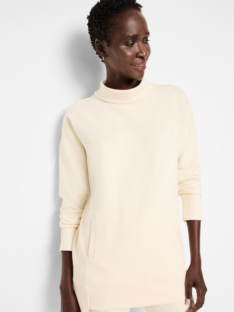 Woman Wears Seamed Scuba Funnel Neck Tunic image number 0