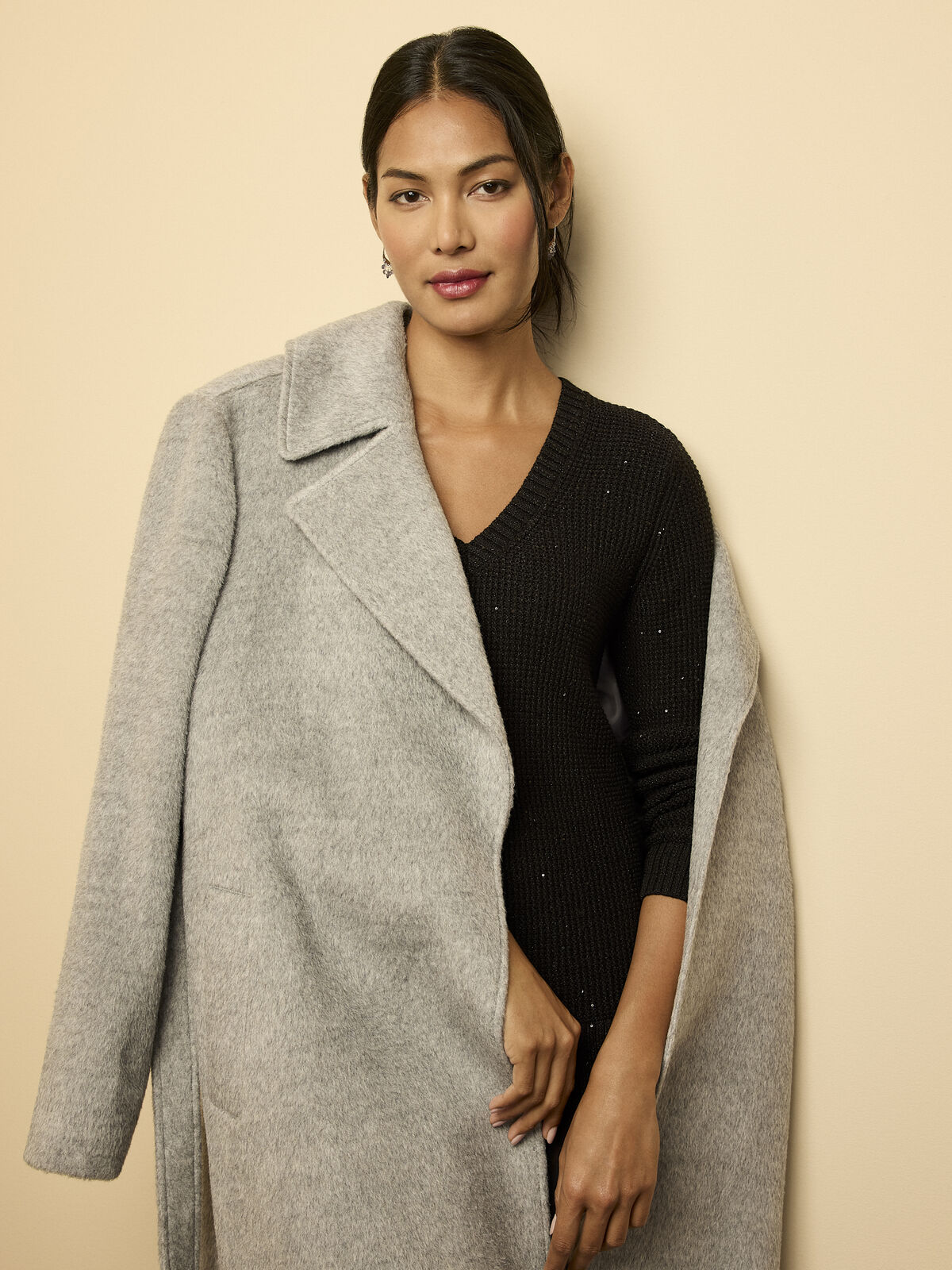 Alpaca Wool Blend Wrap Coat