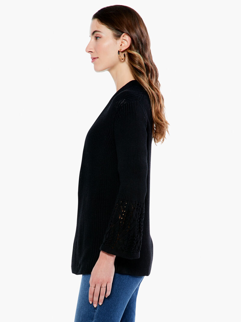 Woman Wears Pointelle Cuff Cardigan image number 2