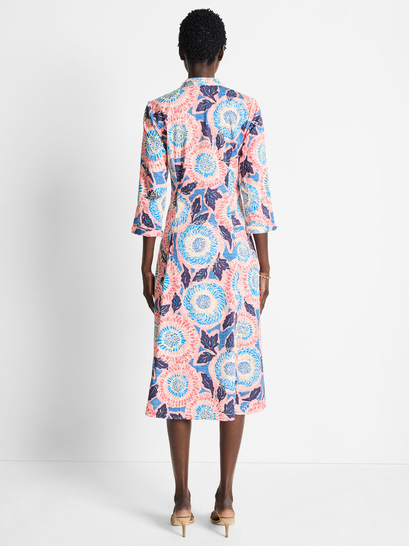 Woman Wears Scribble Blooms Shirt Dress image number 2