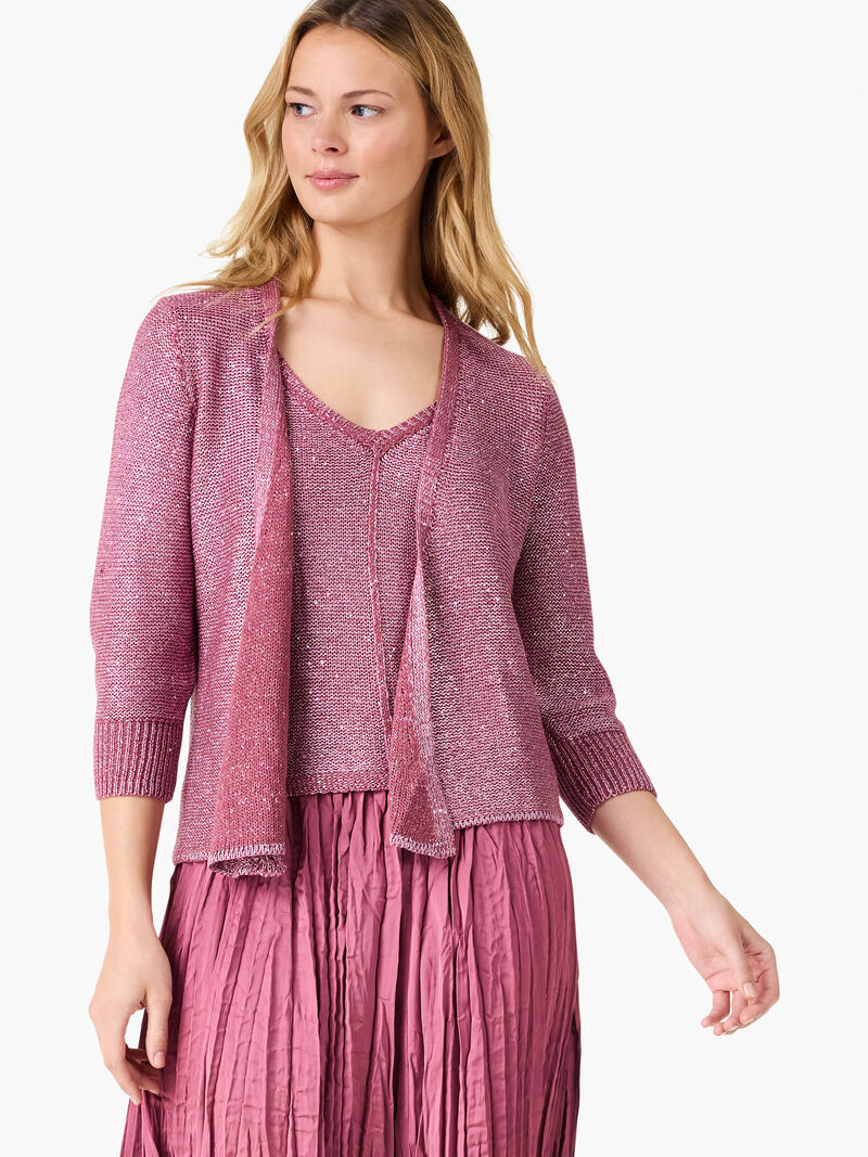 Woman Wears Subtle Sparkle 4-Way Cardigan image number 0