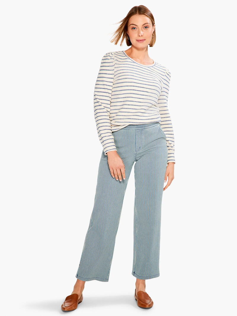 Woman Wears Striped Oceanus Top image number 3