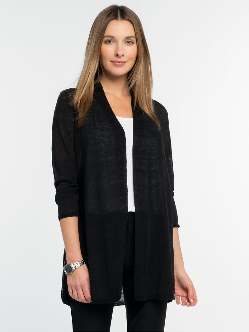 Woman Wears Lightweight Long Back of the Chair Cardigan image number 0
