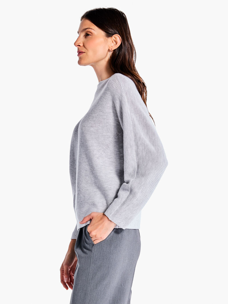 Woman Wears Shaker Knit Mock Sweater image number 1