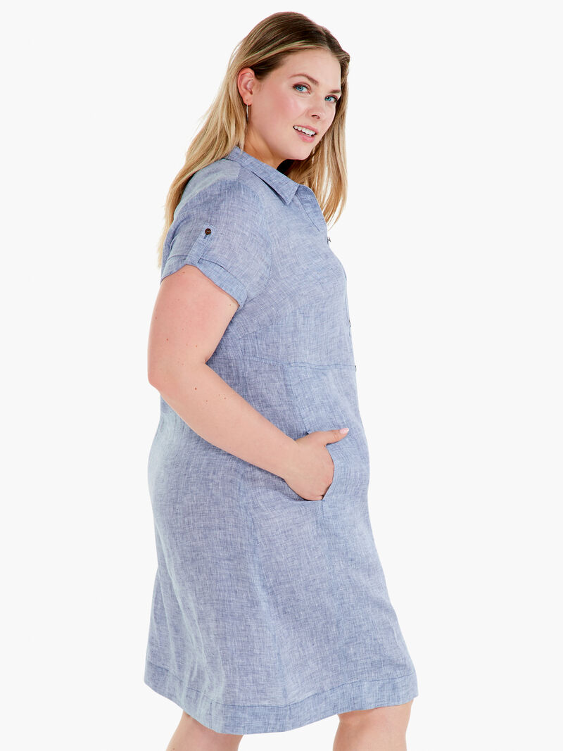 Woman Wears Drifty Linen Shirt Dress image number 1