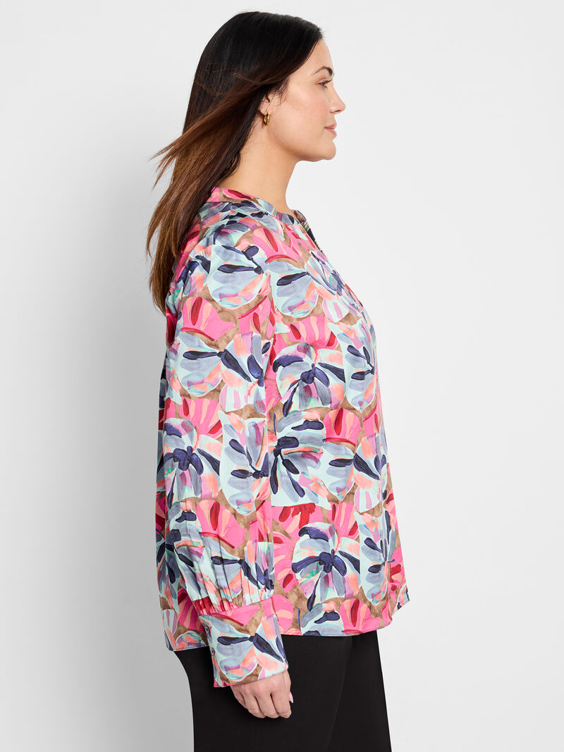 Woman Wears Firework Foliage Woven Top image number 2