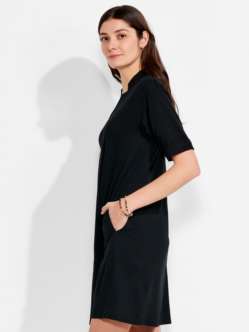 NZT Short Sleeve Notched V Dress