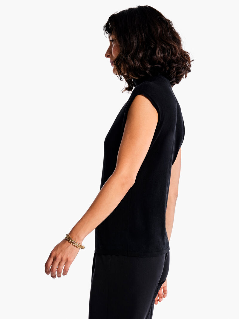 Woman Wears Sleeveless Turtleneck Sweater Tee image number 1