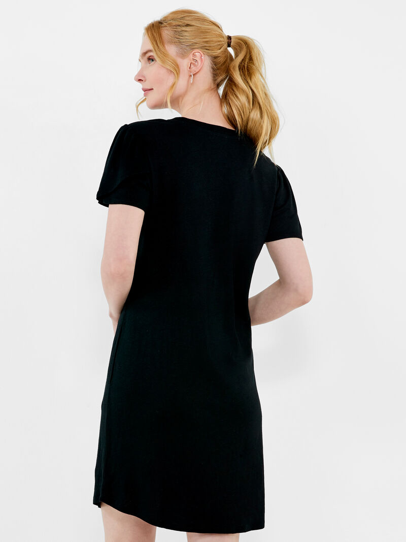 Woman Wears NZT Flutter Sleeve Scoop Neck Dress image number 2