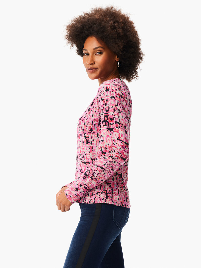 Woman Wears Blurred Geo Print Sweater image number 1