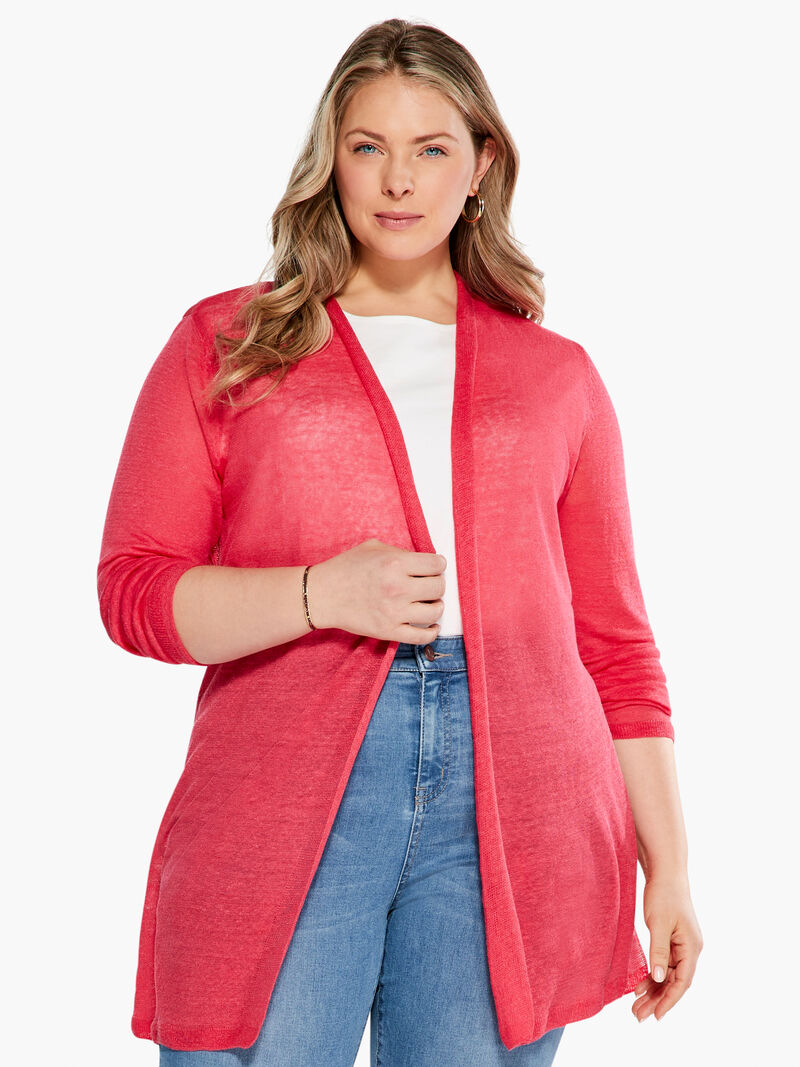 Woman Wears Lightweight Long Back of the Chair Cardigan image number 0