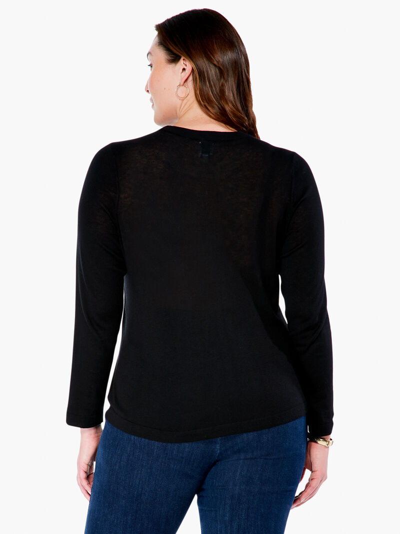 Woman Wears Crew Neck Long Sleeve Sweater Tee image number 2
