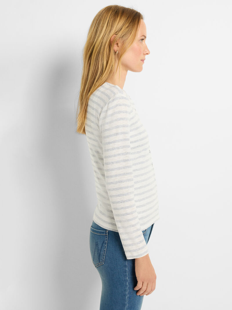 Woman Wears NZT Striped Snap Front Cardigan image number 1