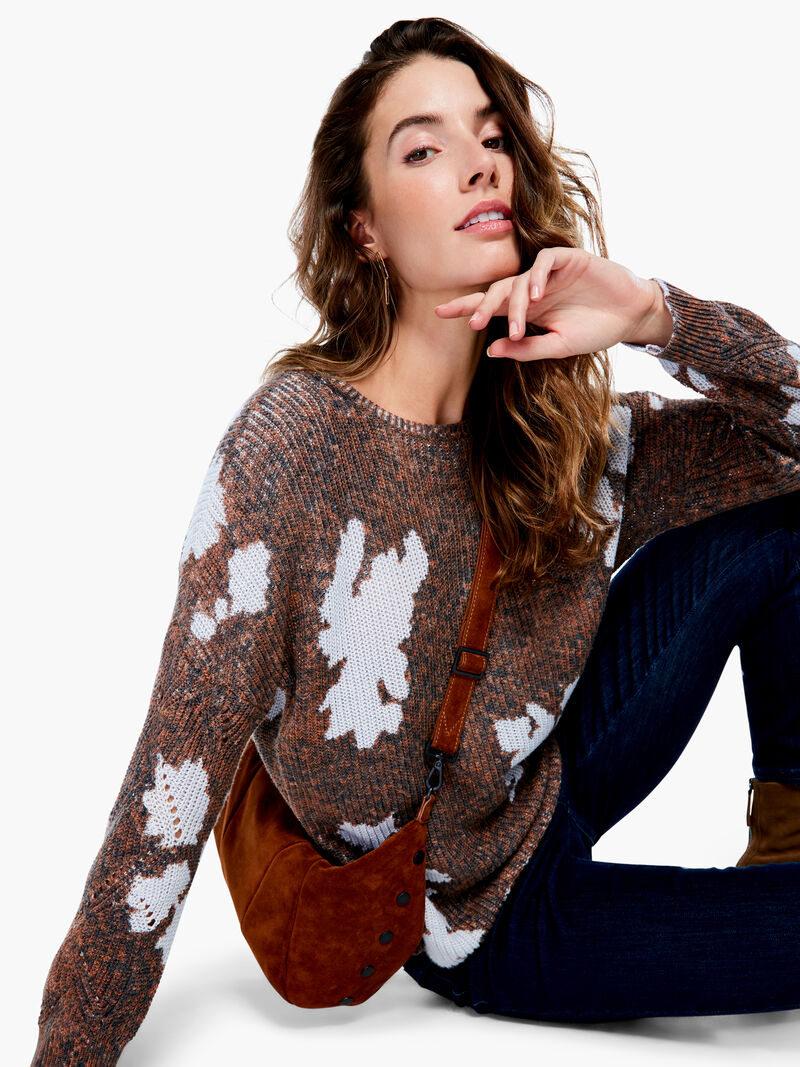 Woman Wears Scattered Florals Sweater image number 0