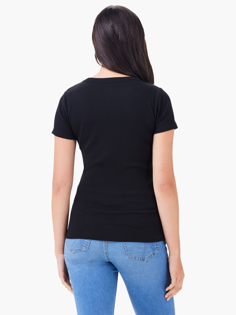 Woman Wears Perfect Knit Rib Short Sleeve Crew Tee image number 3