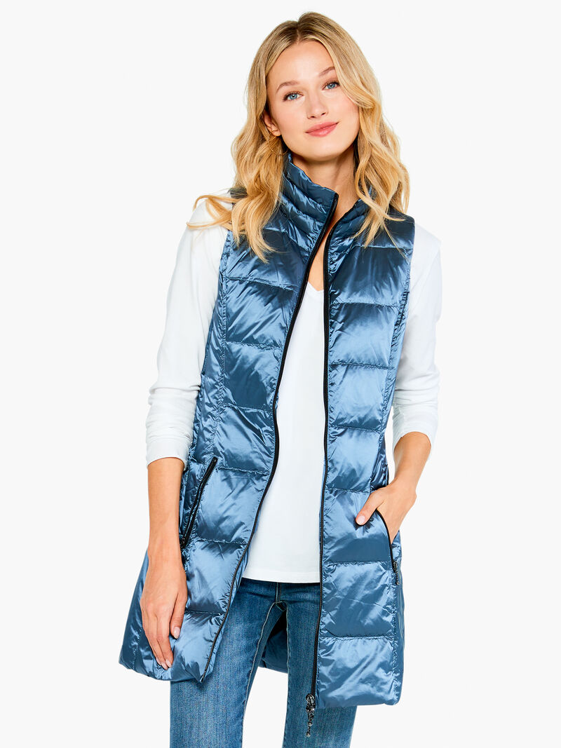 Woman Wears Anorak Long Down Filled Vest image number 0