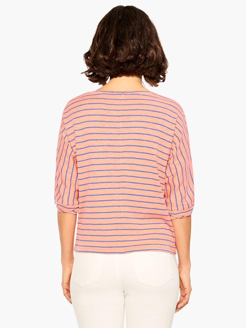 Woman Wears NZT Elbow Sleeve V Striped Tee image number 2