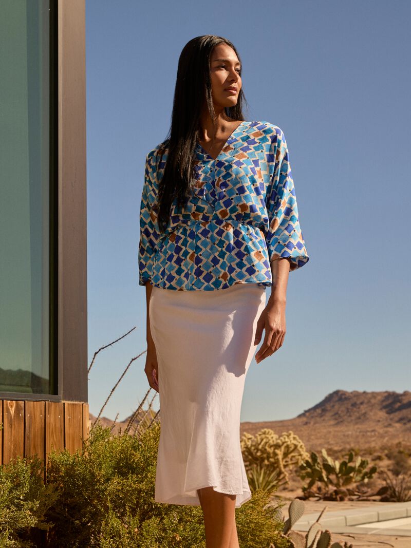 Woman Wears Rumba Linen Slip Skirt image number 0