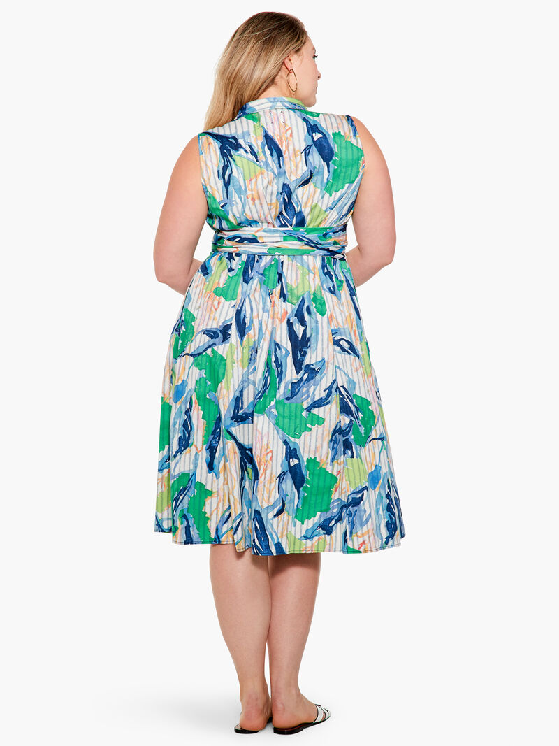 Woman Wears Scribble Vines Shirt Dress image number 2
