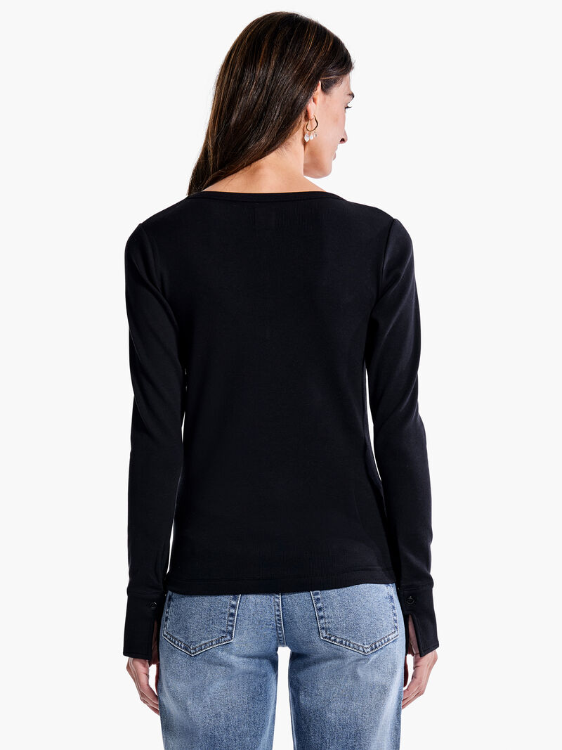 Woman Wears Perfect Rib Knit Cuffed Top image number 2