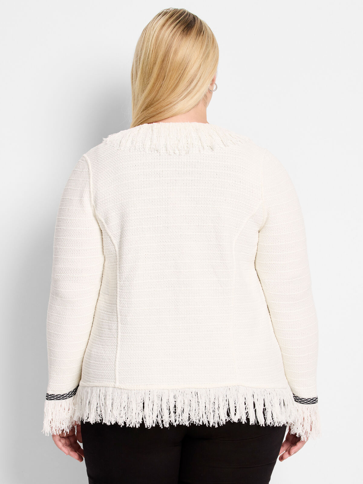 Statement Fringe Mix Knit Jacket