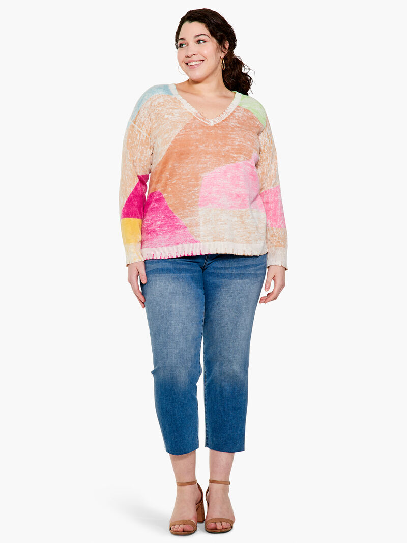 Woman Wears Mosaic Sunrise Sweater image number 3