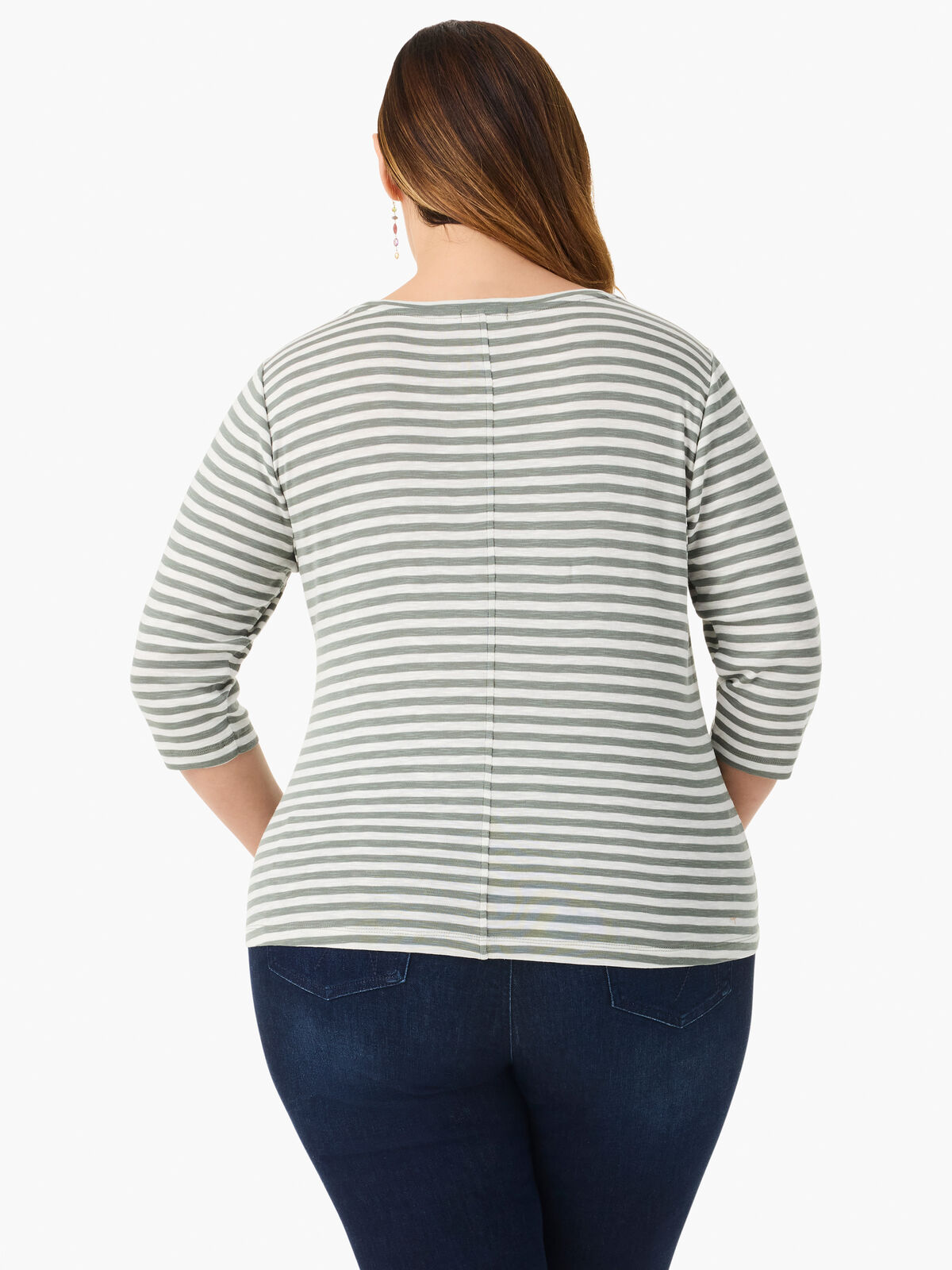 NZT 3/4 Sleeve Stripe Boat Tee