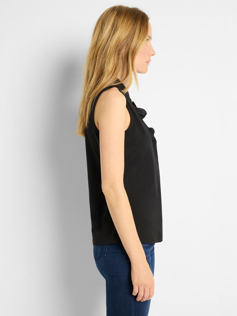Woman Wears Ruffled Around Tank image number 2