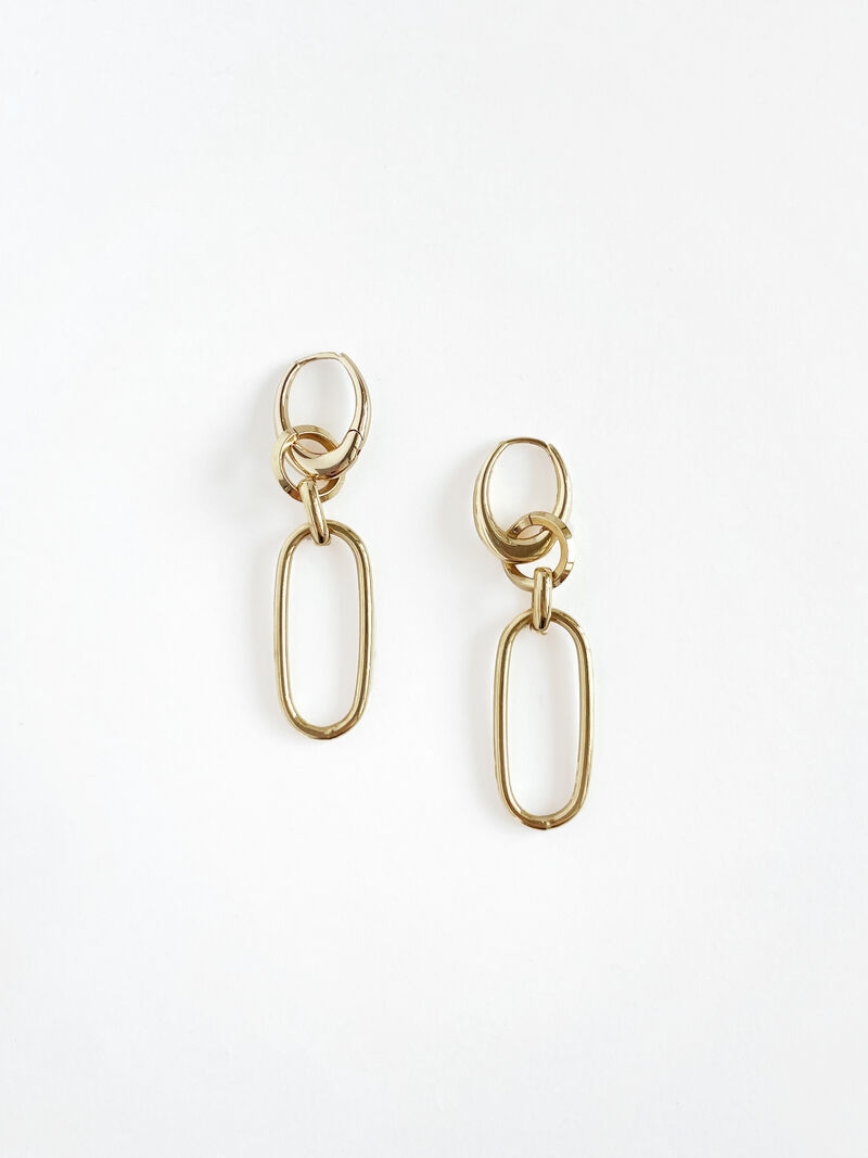 Woman Wears Paula Rosen - Paper Clip Overlay Earrings image number 0