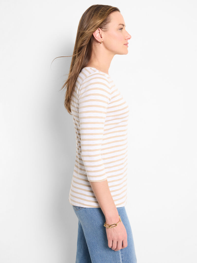NZT 3/4 Sleeve Stripe Boat Tee
