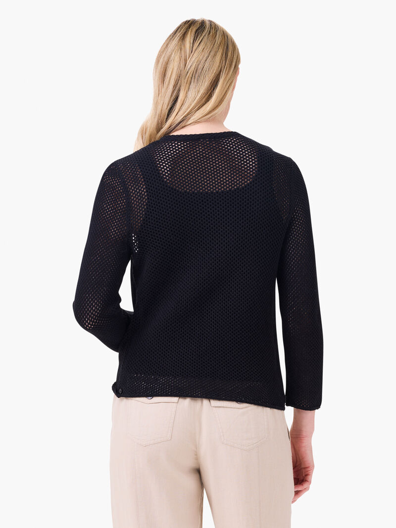 Woman Wears Mesh 4-Way Cardigan image number 3